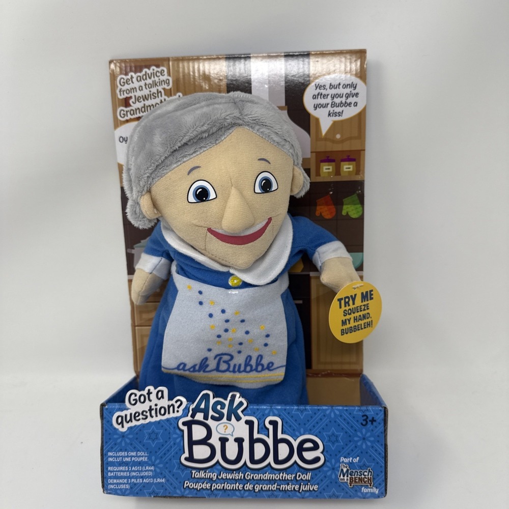Ask Bubbe Talking Jewish Grandmother Doll Mensch on a Bench Plush Toy WORKS
